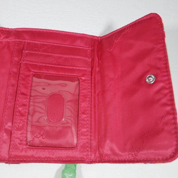 Vera Bradley Euro Tutti Frutti Lime Green Floral Paisley Euro Quilted Wallet - Picture 5 of 9